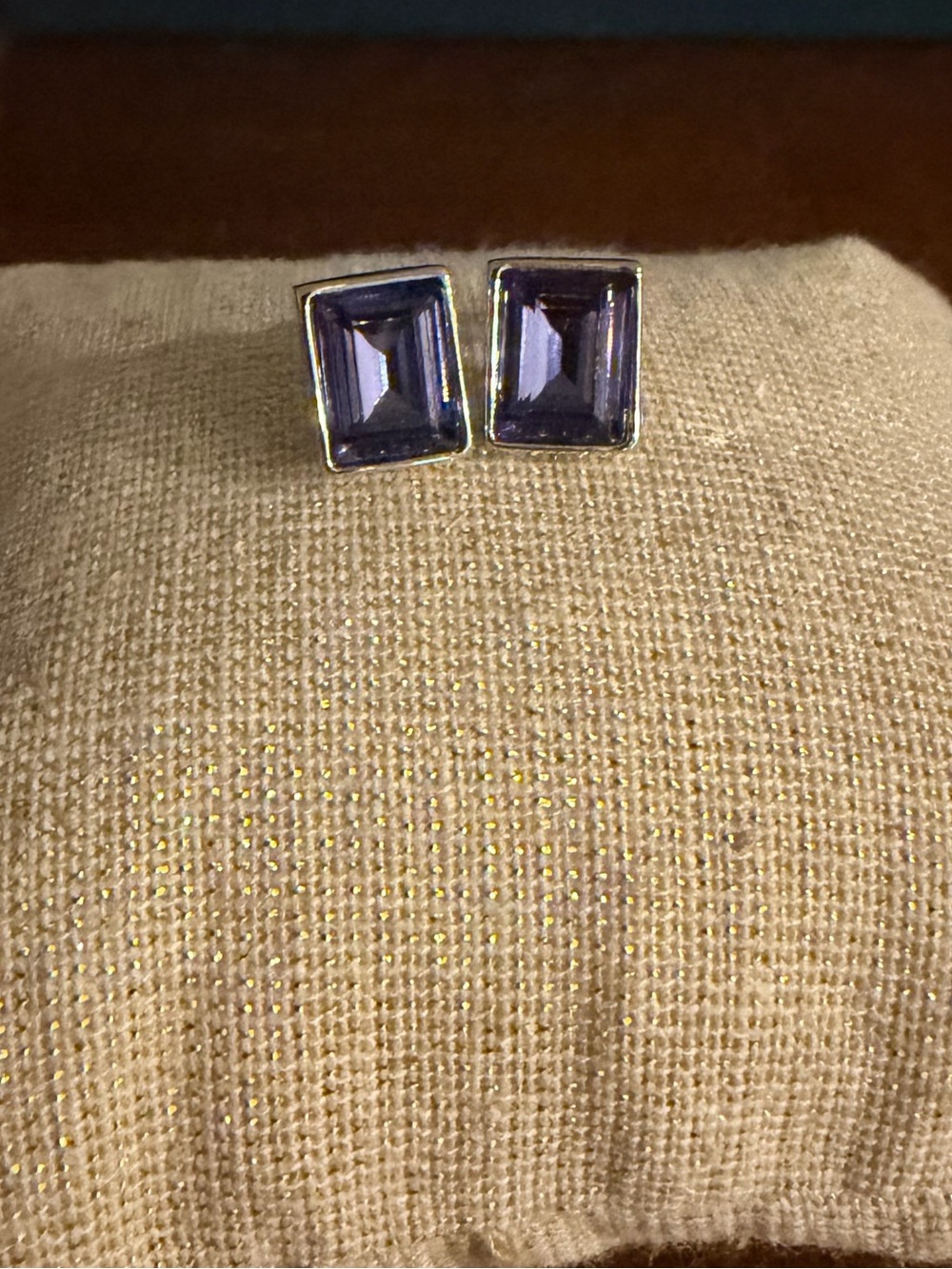Swarovski Purple Rectangular Crystal Stud Earrings